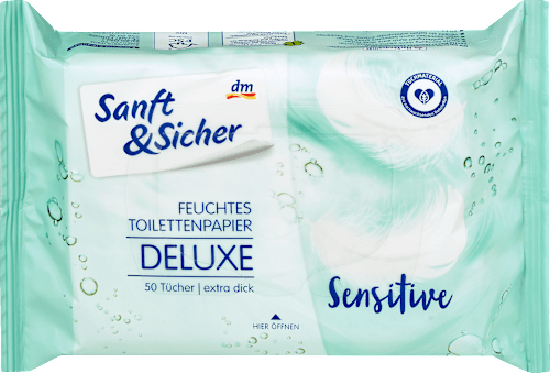 Vochtig Toiletpapier Deluxe Sensitive, 50 stuks