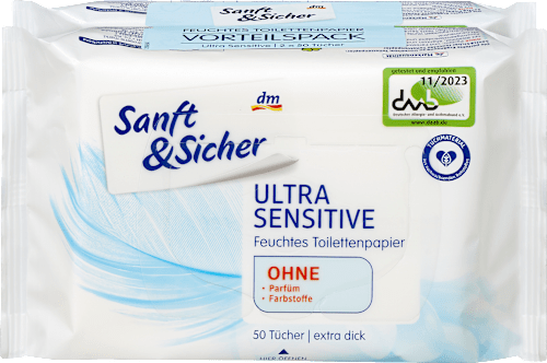 Vochtig toiletpapier ultra gevoelig (2x50 stuks), 100 stuks