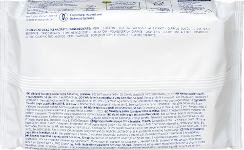 Vochtig toiletpapier ultra gevoelig (2x50 stuks), 100 stuks