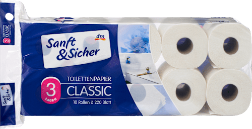 Toilettenpapier Classic 3-lagig (10x220 Blatt), 10 St