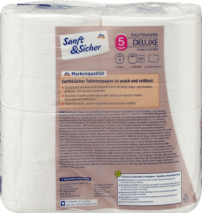 Toilettenpapier Deluxe 5-lagig (4x130 Blatt), 4 St