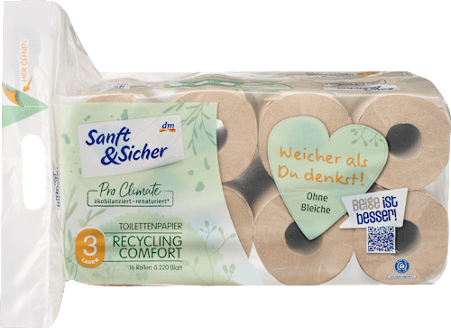 Toilettenpapier Recycling 3-lagig (16x220 Blatt), 16 St