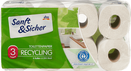 Toiletpapier recycling 3-laags (8x200 vellen), 8 stuks