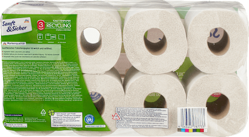 Toiletpapier recycling 3-laags (8x200 vellen), 8 stuks