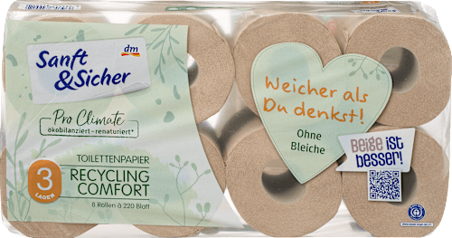 Toilettenpapier Recycling 3-lagig (8x220 Blatt), 8 St