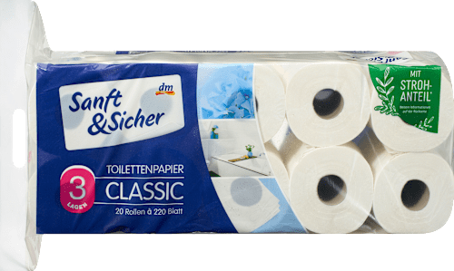Toilettenpapier Stroh Classic XXL 3-lagig (20x220 Blatt), 20 St