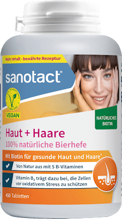 Haut + Haare Bierhefe Tabletten 450 St, 220 g sanotact