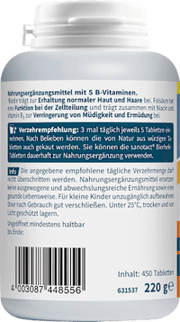 Haut + Haare Bierhefe Tabletten 450 St, 220 g sanotact