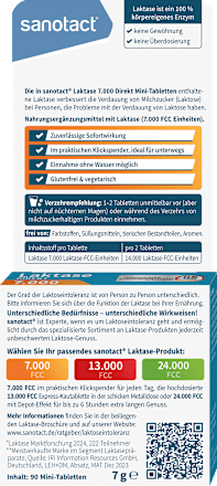 Lactase 7000 Direct Mini Tabletten 90 stuks, 7,1 g