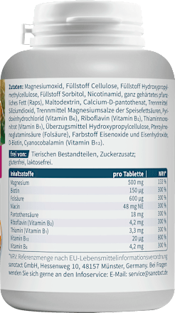 Magnesium 500 + B-Vitamine Tabletten 180 St, 264 g