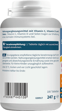 Vitamin C+D+Selen Tabletten 180 St, 247 g