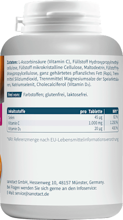 Vitamin C+D+Selen Tabletten 180 St, 247 g
