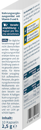 Vitamin D3 + K2 Wochendepot Kapseln 10 St, 2,5 g