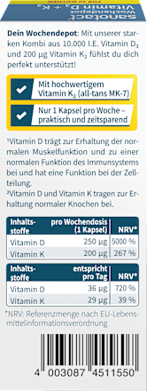 Vitamin D3 + K2 Wochendepot Kapseln 10 St, 2,5 g