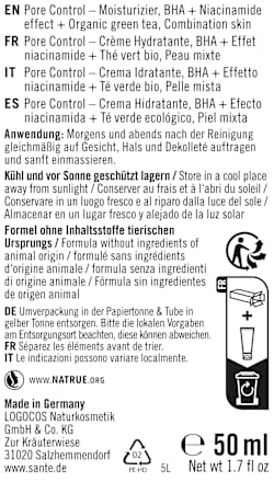 Feuchtigkeitscreme Pore Control, 50 ml SANTE NATURKOSMETIK