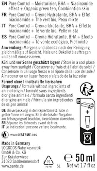 Feuchtigkeitscreme Pore Control, 50 ml SANTE NATURKOSMETIK