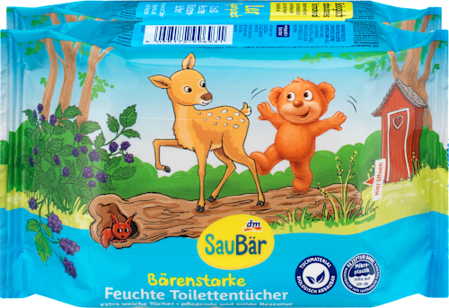 Vochtige toiletpapiertjes Bear Strong (2x60 stuks), 120 stuks