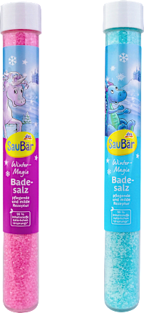 Geschenkset Kinder Badezusatz Badesalz Röhrchen Wintermagie SauBär