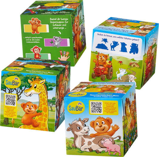 SauBär Kinder Taschentücher Box sortiert, 70 St