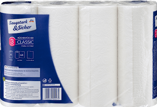 Keukendoeken Classic 3-laags (4x64 vellen), 4 stuks