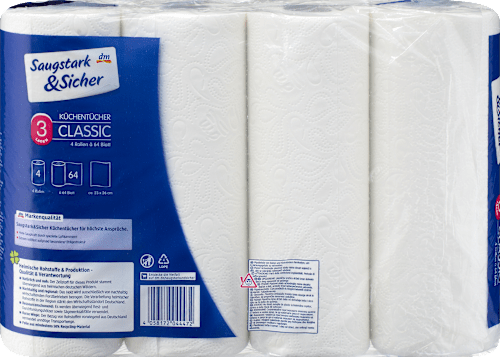 Keukendoeken Classic 3-laags (4x64 vellen), 4 stuks