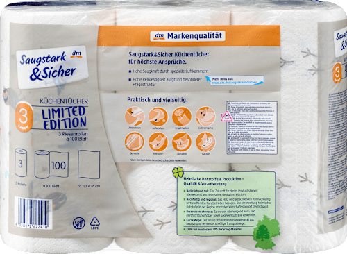 Keukendoeken design 3-laags (3x100 vel), 3 stuks