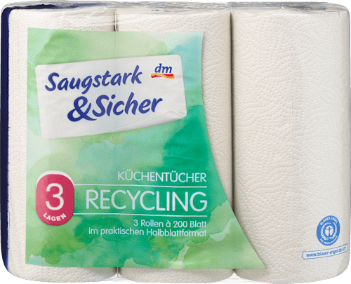 Küchentücher Halbblatt Recycling 3-lagig (3x200 Blatt), 3 St