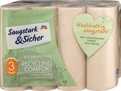 Keukendoeken halfvel recycling 3-laags (8x140 vellen), 8 stuks