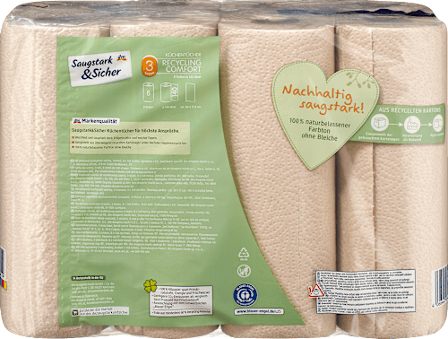 Keukendoeken halfvel recycling 3-laags (8x140 vellen), 8 stuks