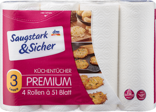Küchentücher Premium 3-lagig (4x51 Blatt), 4 St