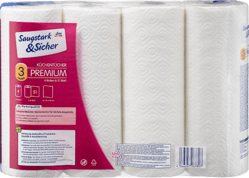 Küchentücher Premium 3-lagig (4x51 Blatt), 4 St
