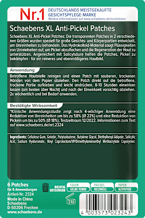 Patchs anti-acné XL, 6 applications, 1 pce