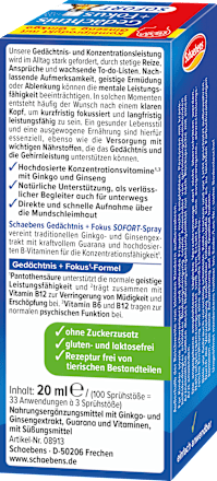 Schaebens Gedächtnis + Fokus Spray, 20 ml