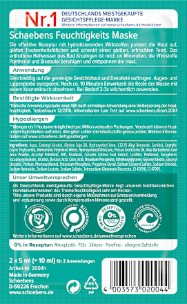Gesichtsmaske Feuchtigkeit Sofort-Effekt (2 x 5 ml), 10 ml Schaebens