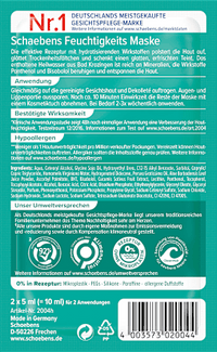 Gesichtsmaske Feuchtigkeit Sofort-Effekt (2 x 5 ml), 10 ml Schaebens
