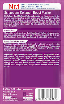 Gesichtsmaske Kollagen Boost (2x5 ml), 10 ml