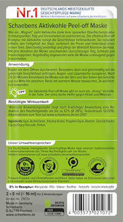 Gezichtsmasker met actieve kool (2x8 ml), 16 ml