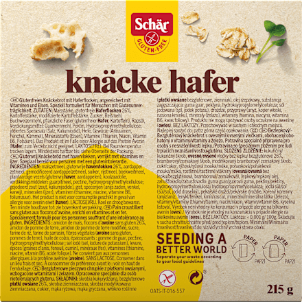 Knäckebrot, Hafer, glutenfrei, 215 g