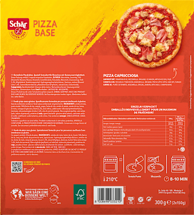 Pizzaböden "Pizza Base" (2 Stück), glutenfrei, 300 g