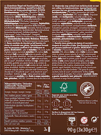 Schokoriegel, "Melto" Chocolat au Lait, glutenfrei (3 Stück), 90 g