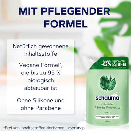Shampoo 7 Kräuter Nachfüllpack, 800 ml