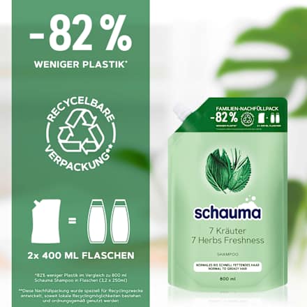 Shampoo 7 Herbs navulverpakking, 800 ml