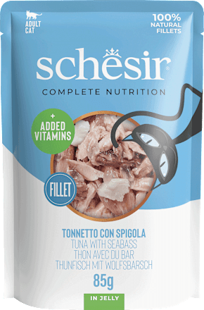 Nat kattenvoer met tonijn &amp; zeebaars in gelei, 85 g