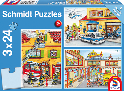 Puzzle Feuerwehr Polizei Set (3x24 Teile), 1 St