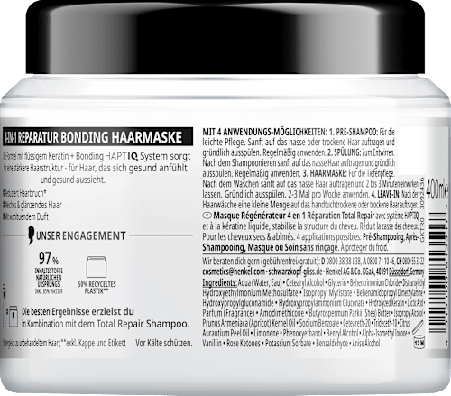 Haarmasker 4in1 Total Repair, 400 ml