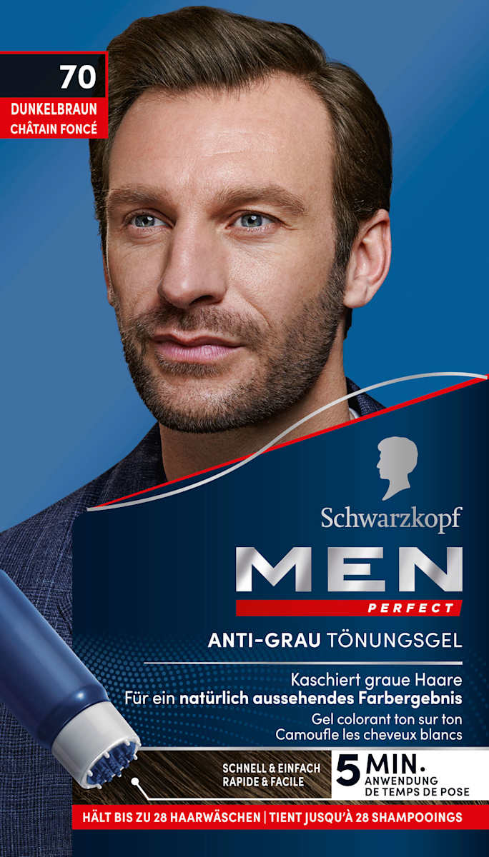 Schwarzkopf Men Perfect Intensivtönung Anti-Grau-Gel 70 Dunkelbraun, 1 St