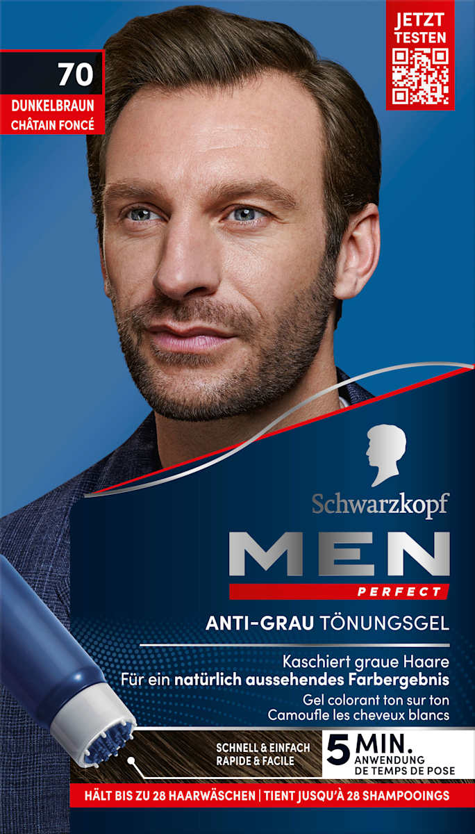 Schwarzkopf Men Perfect Intensivtönung Anti-Grau-Gel 70 Dunkelbraun, 1 St