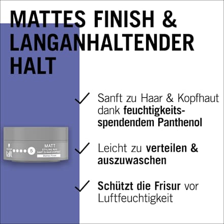 Haargel MATTE WAS Hold 5, 75 ml