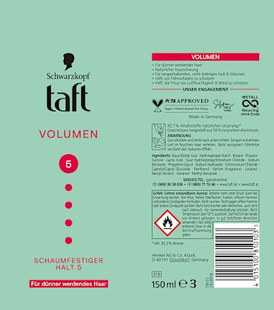 Volumemousse voor dunner wordend haar, 150 ml