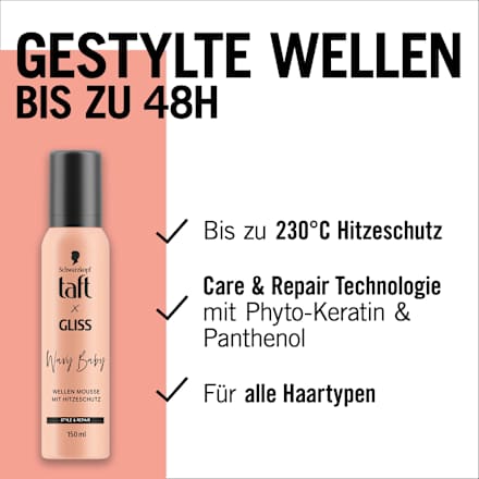 Schaumfestiger Wellenmousse Taft x Gliss Wavy Baby, 150 ml